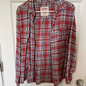 Mossimo Boyfriend Fit Flannel Red, White, and Blue